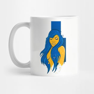 Birds with blue hair beauty Mug